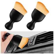 Car Detailing Brush Set 2PCS Brown, Soft Nylon Bristles Interior Cleaning Brush for Air Vent and Dashboard Dust Removal