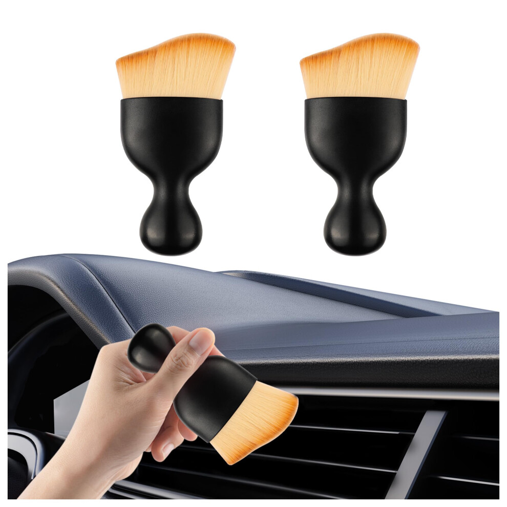 Car Cleaning Brush 2Pcs Soft Dense Bristles Scratch Interior Detailing Brush For Dashboard And Air Vent Brown 9771547954422