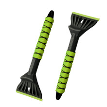 2in1 Ice Scraper and Snow Brush for Cars, Fast Snow Removal Tool with Ergonomic Foam Grip, Green 2PC