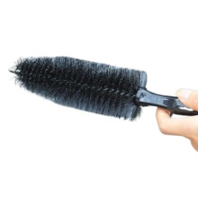 Car Wheel Brush Tire Rim Cleaner with Hard Bristles and Soft Grip Handle for Precise Wheel Detailing (Black)