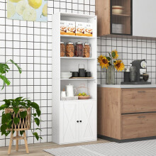 Libreria alta bianca con ante, 6 ripiani, 180 cm
