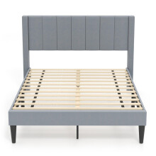 Cadre de lit plateforme rembourré, 200 x 140 cm, velours gris