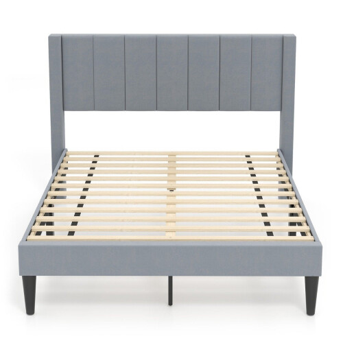 Upholstered Platform Bed Frame, 200x140 cm, Grey Velvet