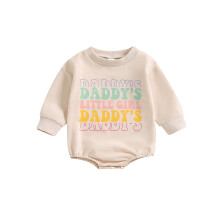 (3-6 Months, Beige) Combinaisons-sweats pour bébés filles, imprimé lettres, col rond, manches longues, vêtements d'automne