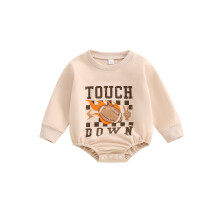 (12-18 Months, Ivory) Combinaison bébé garçon ou fille, imprimé football, manches longues, style décontracté, parfaite pour l'automne