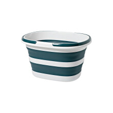 Collapsible Silicone Bucket 16L Blue, Foldable SpaceSaving Design with Dual Handles for Cleaning and Camping