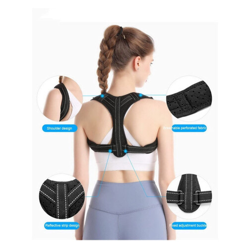 Adjustable Back Posture Corrector for Men and Women, Breathable Upper Back Support Brace for Shoulder Alignment, Black 2