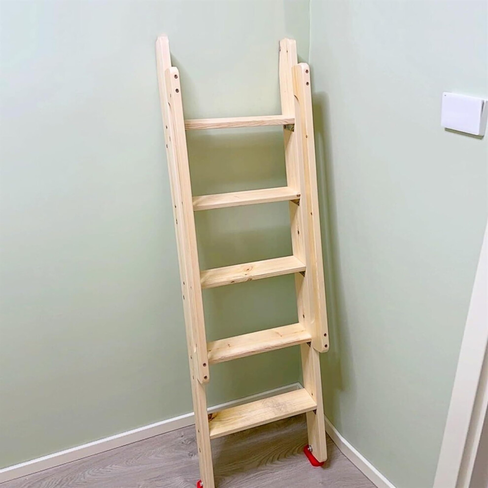 Solid Wood Bunk Bed Ladder With Handrail, Wider Safe Steps And Nonslip Pads For Loft Or Rv 9330225434696