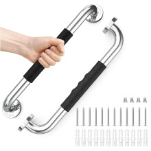 16 Inch Stainless Steel Shower Grab Bar, AntiSlip Bathroom Safety Handle for Elderly and Seniors, Black 2 Pack