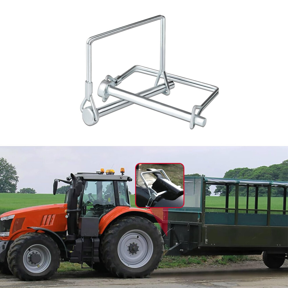 1/4 Inch Zincplated Trailer Hitch Pin And Coupler Pin, Heavyduty Construction, Secure Lock For Universal Trailer Use Silver 9073542103882