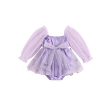 (6-12 Months, Purple) Baby-Mädchen-Stramplerkleid aus Netzstoff süße Kleidung
