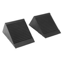 2 Pack Heavy Duty Rubber Wheel Chocks for Truck Trailer RV ATV, Non Slip Ribbed Surface