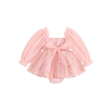 (18-24 Months, Pink) Baby-Mädchen-Stramplerkleid aus Netzstoff süße Kleidung