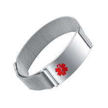 Medical Alert Bracelet for Men and Women, Laser Engraving, Adjustable Stainless Steel Band