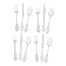 Disposable Silver Plastic Cutlery Set 12pcs Heavy Duty Elegant Silver Finish for Parties Weddings Catering