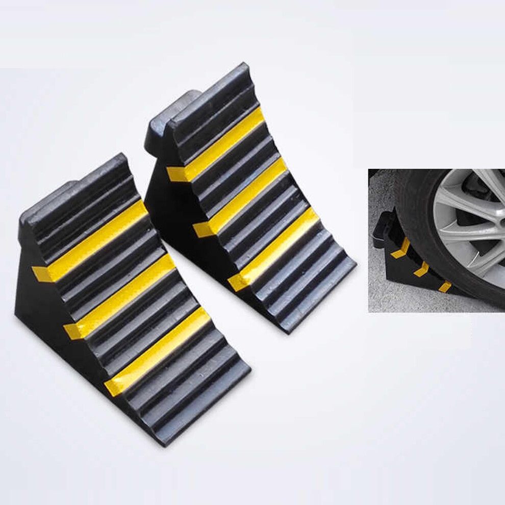 Rv Wheel Chocks Heavy Duty Rubber Dual Tire Nonslip With Reflective Stripes For Trailer Camper Truck 2Pcs 9771547954934