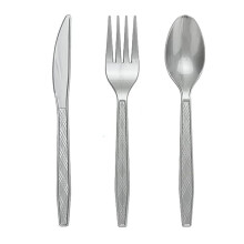 Disposable Cutlery Set 5 Packs Silver Plastic Utensils Durable Easy Disposable Use for Parties Office