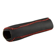 Red Leather Car Handbrake Cover with Nonslip Ergonomic Grip, Durable Protection, Easy Slip‑On Design