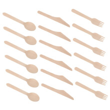 Wooden Cutlery Set – Eco Friendly Forks Spoons Knives, Natural Wood Tableware for Parties and Events