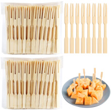 160Pcs Bamboo Appetizer Forks 3.5 Inch EcoFriendly Disposable Fruit Picks for Desserts and Parties