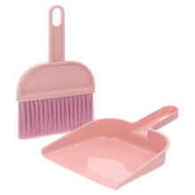 Mini Broom and Dustpan Set for Kids, Small Handheld Brush for Desk Table and Car, Bright Pink