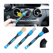3 Pcs Car Detailing Brush Set with Conversion Elbow, Soft Bristles for Interior Exterior Cleaning Kit