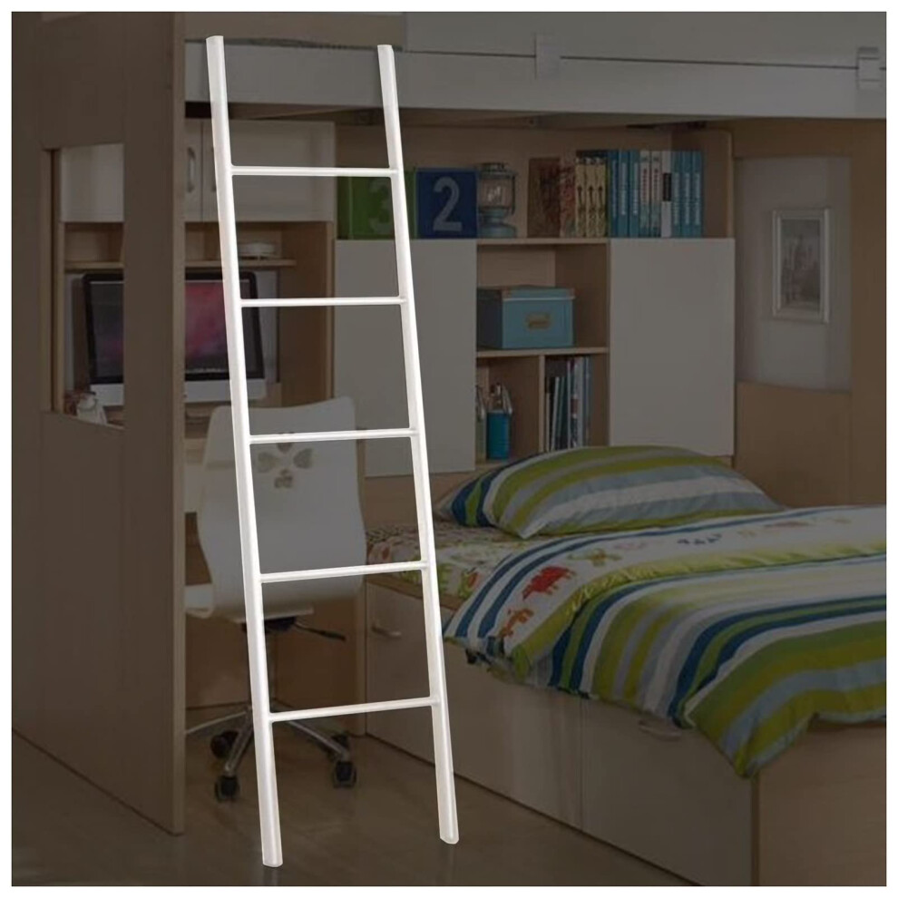 Metal Bunk Bed Ladder With Hooks And Floor Stand, Adjustable Stable Iron Loft Ladder For Rv Dorm, White 1.65M 9073542104735