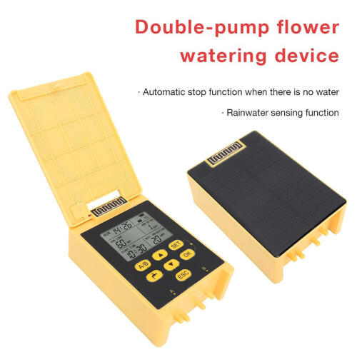 Solar Drip Irrigation System with Dual Pump Control, Smart Rain Sensing Automatic Plant Watering Kit for Garden 2
