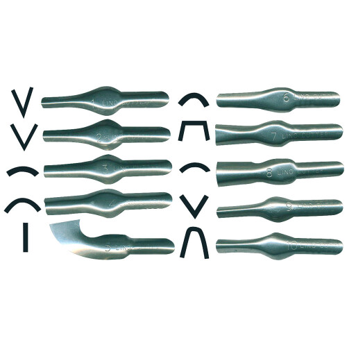 Major Brushes Lino Cutters Assorted No. 1-10 - Pack of 25
