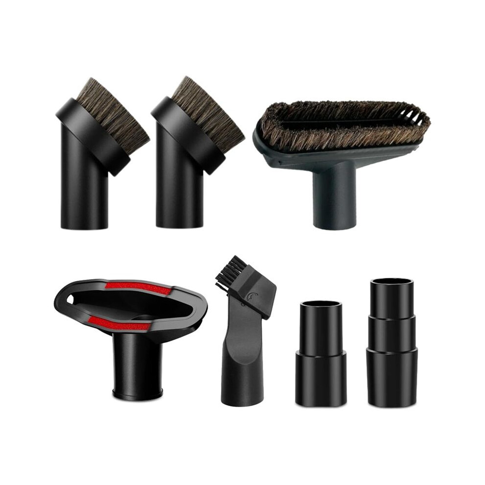 7Pcs Vacuum Brush Attachment & Adapter 1.25 Inch Soft Horsehair Round Brush Vacuum Floor Brush Upholstery Tool 6032356012554