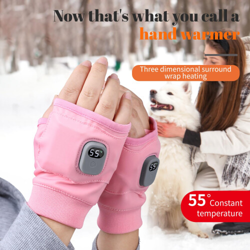 Rechargeable Heated Fingerless Gloves with Digital Display, ThreeSpeed Temperature Control, Quick Heat 1