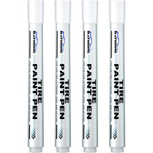 4pcs Tire Paint Marker Set, White Permanent Waterproof Ink, 3mm Fine Tip for Car Tires Rubber and Glass