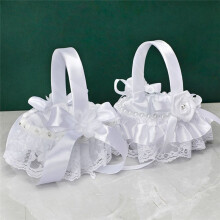 2 Stück Weißer Blumenmädchenkorb, Hochzeitskorb für Blumenbraut/Kinder, Handgehaltene Hochzeitszeremonie, Partydekoration, D