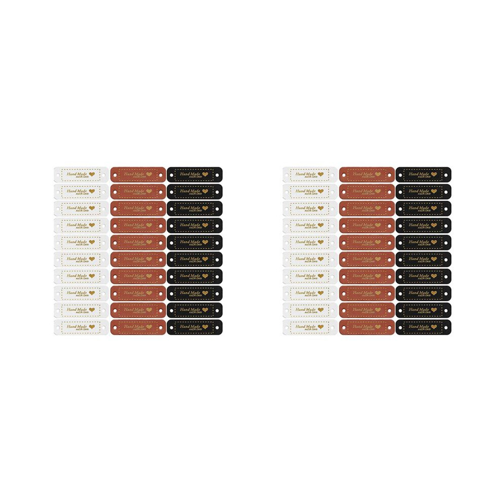 120Pcs Handmade Pu Leather Tags Faux Leather Sew Labels Embellishment Knit Accessories With Holes For Diy Crafts 6033344398018