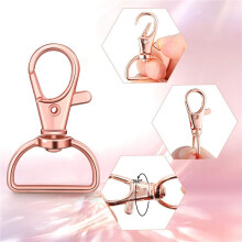 175Pcs Swivel Clasps Lanyard Snap Hooks Keychain Clip Hook Lobster Claw Clasp Metal Hook Clasp with D Rings Rose Gold