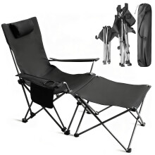 3 in 1 Folding Camping Chair with Footrest, Reclining Lounge Chair for Outdoors, Adjustable and Heavy Duty