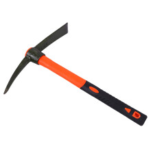 Garden Pick Mattock with Ergonomic Fiberglass Handle, Heat Treated Steel Head for Camping Landscaping