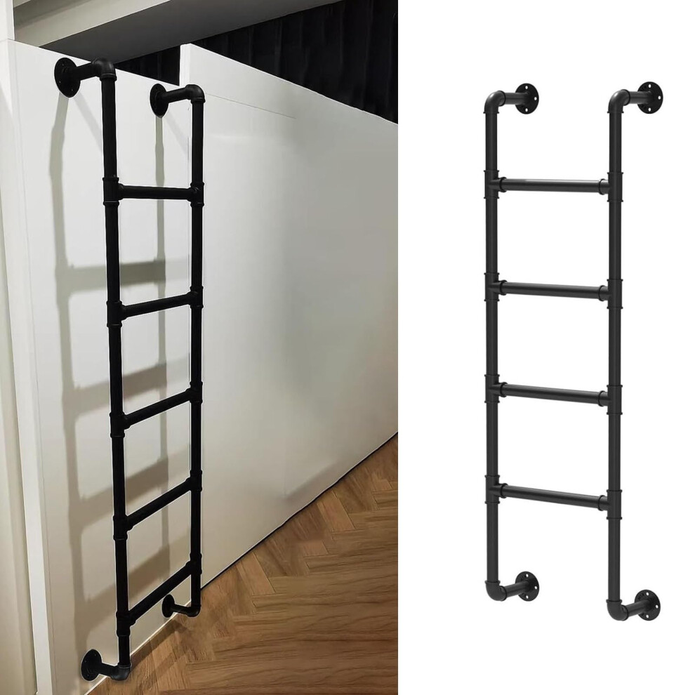 Metal Loft Bed Ladder With Hooks, Wall Mounted Attic Access Ladder 330Lbs Load, Durable Spacesaving Design 9771547956686
