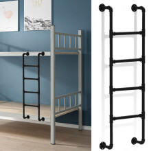 Heavy Duty Wrought Iron Wall Mounted Ladder, Black Metal Loft Bed Ladder for Indoor Outdoor Use 250cm