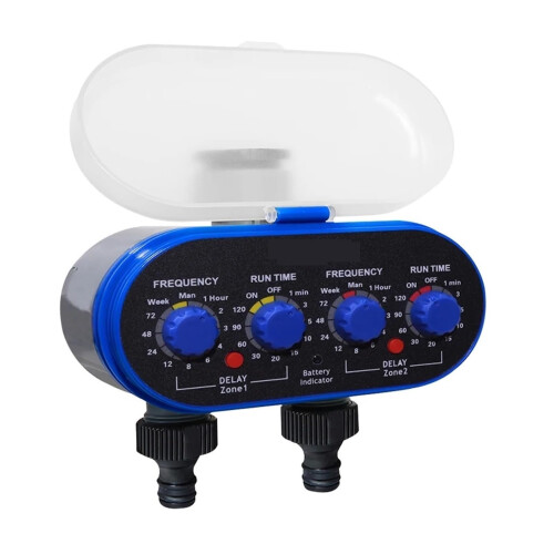 Automatic Garden Water Timer, Electronic Two Outlet Programmable Irrigation Controller for Lawn and Yard Plants