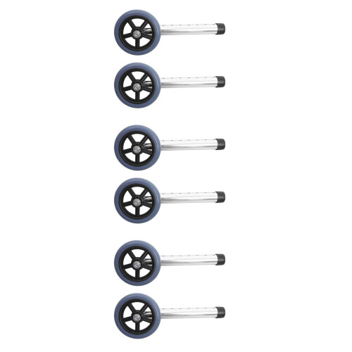 6Pcs Grey Aluminum Alloy Walker Caster Wheels Smooth Glide Replacement