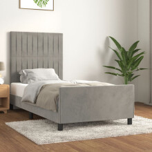 vidaXL sengestel uden madras lysegrå 90x190 cm fløjl