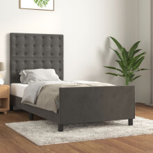 vidaXL sengestel uden madras mørkegrå 90x190 cm fløjl