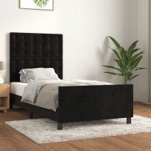 vidaXL sengestel uden madras, sort, 100x200 cm, fløjl