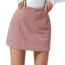 Cord-Skort für Damen, figurbetonter Herbst-Minirock,-Rosa XL