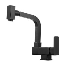 Black Brass Folding Kitchen Faucet 360 Swivel Hot and Cold Tap for Window Sink Compact Design