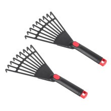 2Pcs Garden Hand Rake Set, Small Plastic Gardening Tool for Soil Loosening and Leaf Cleanup