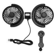 Dual Head Car Cooling Fan 360 Rotatable 3 Speed USB Powered 5V Backseat Fan for Truck SUV RV