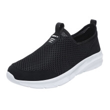 Breathable Mesh Sneakers for Men Size 13 White Lightweight Slip On Walking Shoes with Memory Foam Cushioning