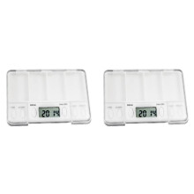 2X Pill Dispenser Container Alarm Clock Taking Medicine Reminder Personal Pill Containers Pill Box Medicine Chest